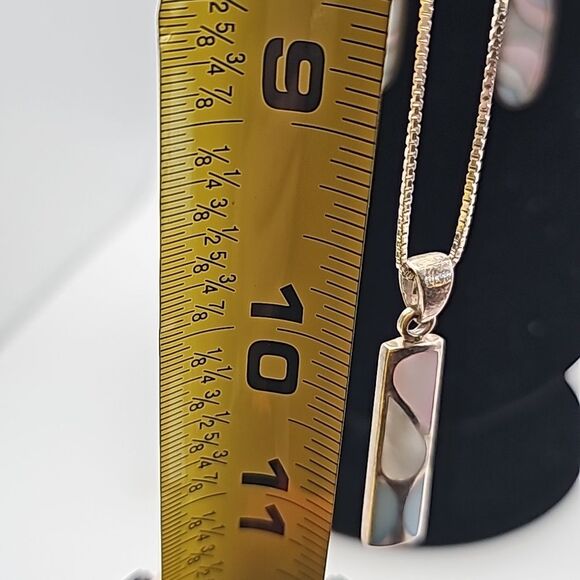 Necklace and Earrings 925 Mother of Pearl Blue Pink White 925 Box Chain 19" - Picture 9 of 9